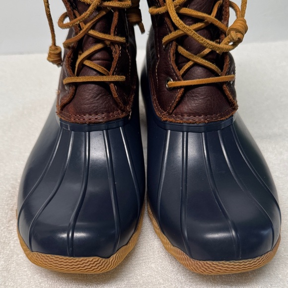 Sperry Women’s Saltwater Brown and Navy Duck Boots Size 9 - Picture 7 of 15